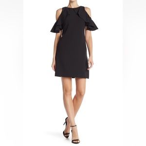 Vince Camuto Black Ruffle Cold Shoulder Cocktail Dress